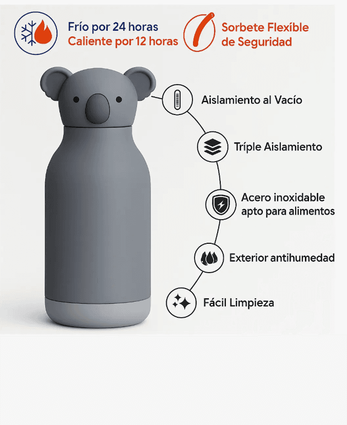 Botella Termica Asobu - koala| Bestie Con Bombilla 460ml