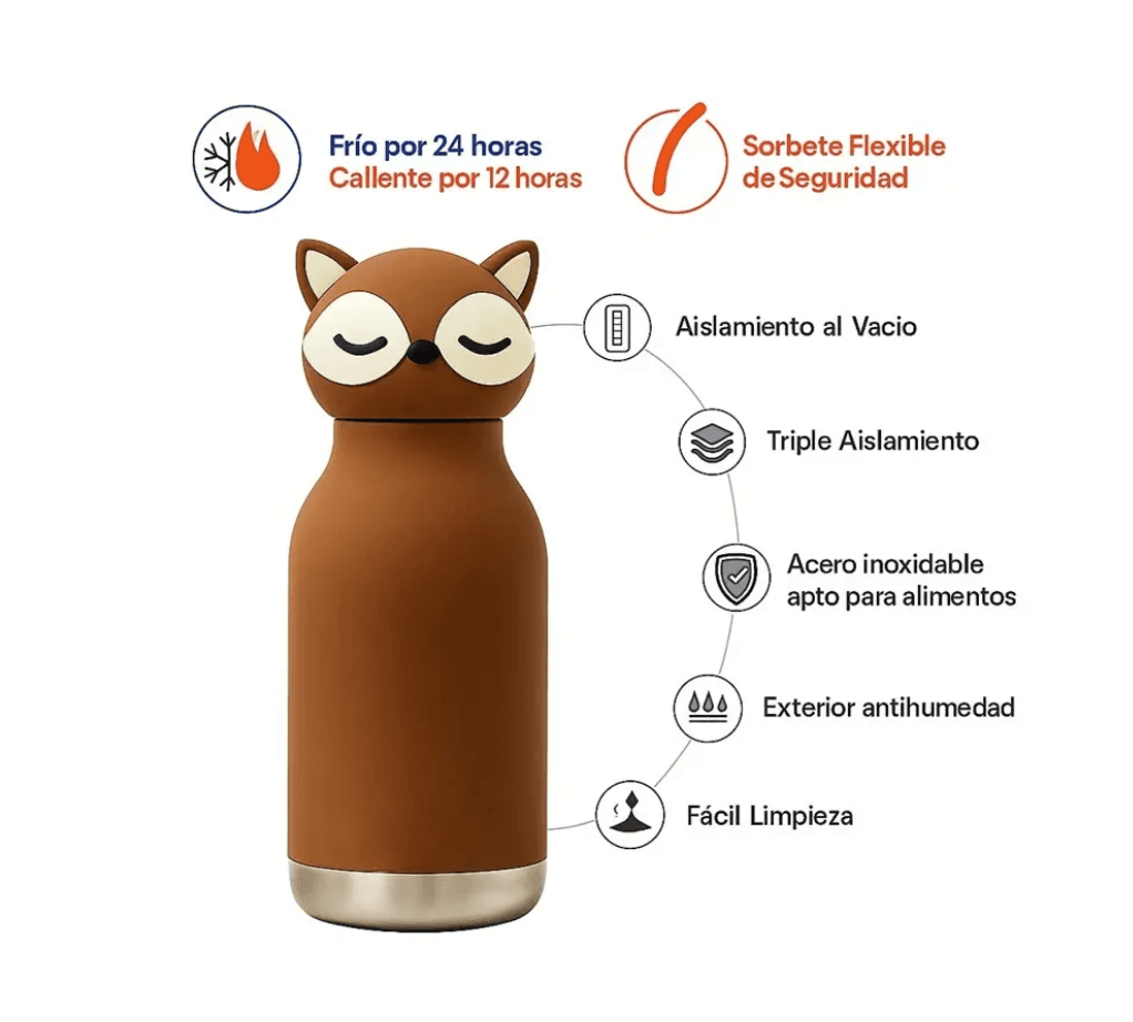 Botella Termica Asobu - zorro | Bestie Con Bombilla 460ml