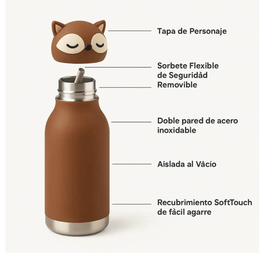 Botella Termica Asobu - zorro | Bestie Con Bombilla 460ml