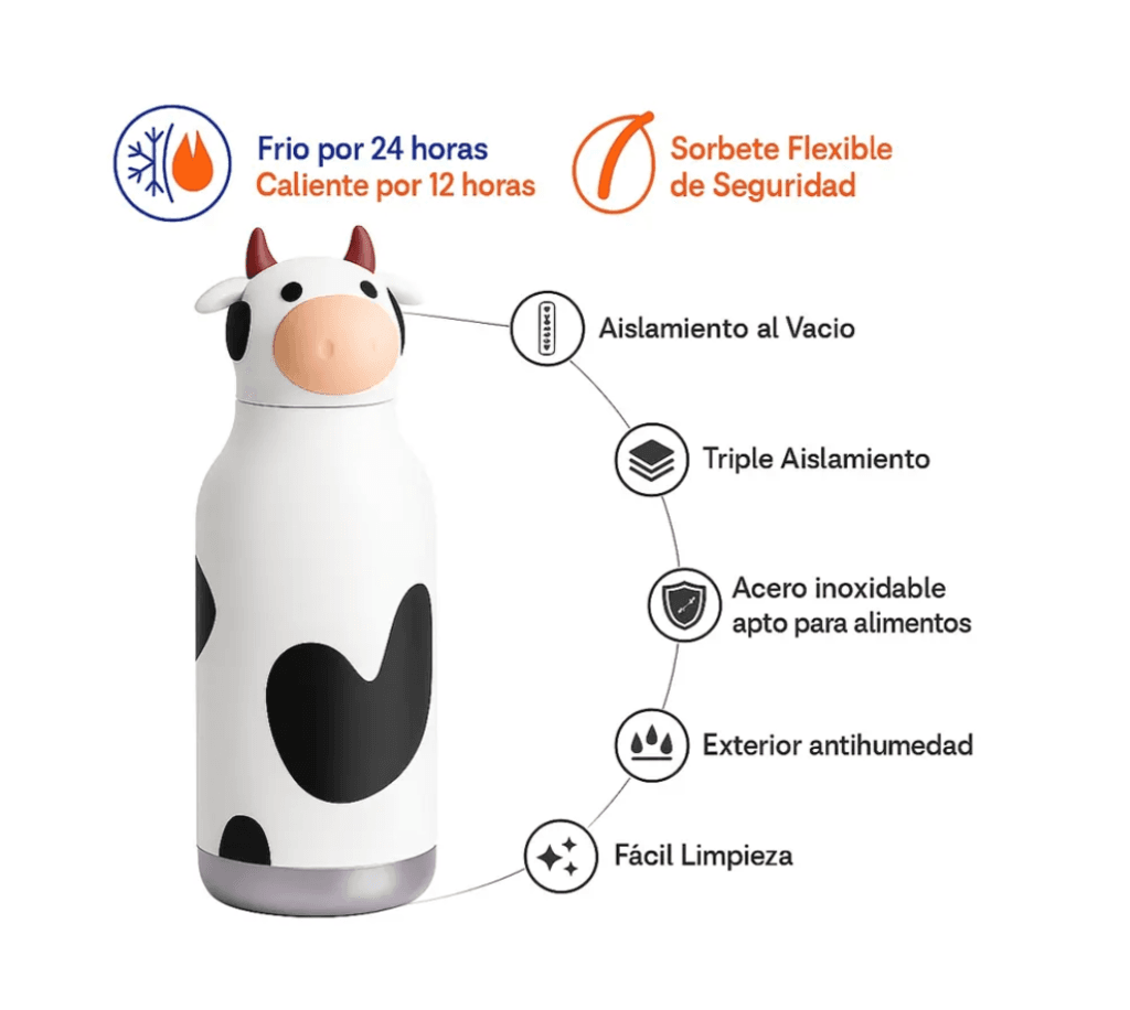 Botella Termica Asobu - Vaca | Bestie Con Bombilla 460ml