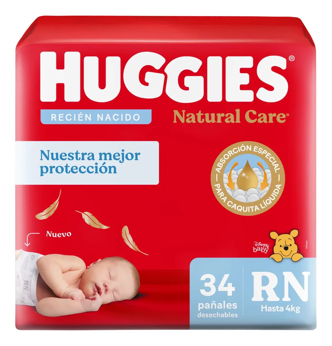 Pañales Huggies Natural Care Rn X 34 Un